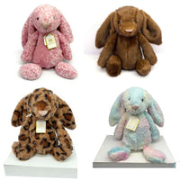 JC Bonnie Rabbit Leopard Print Plush Toy with Tag, Soft Flower Ears, Cartoon Rabbit Doll, Birthday Gift, Home Decor - Bear Hugs