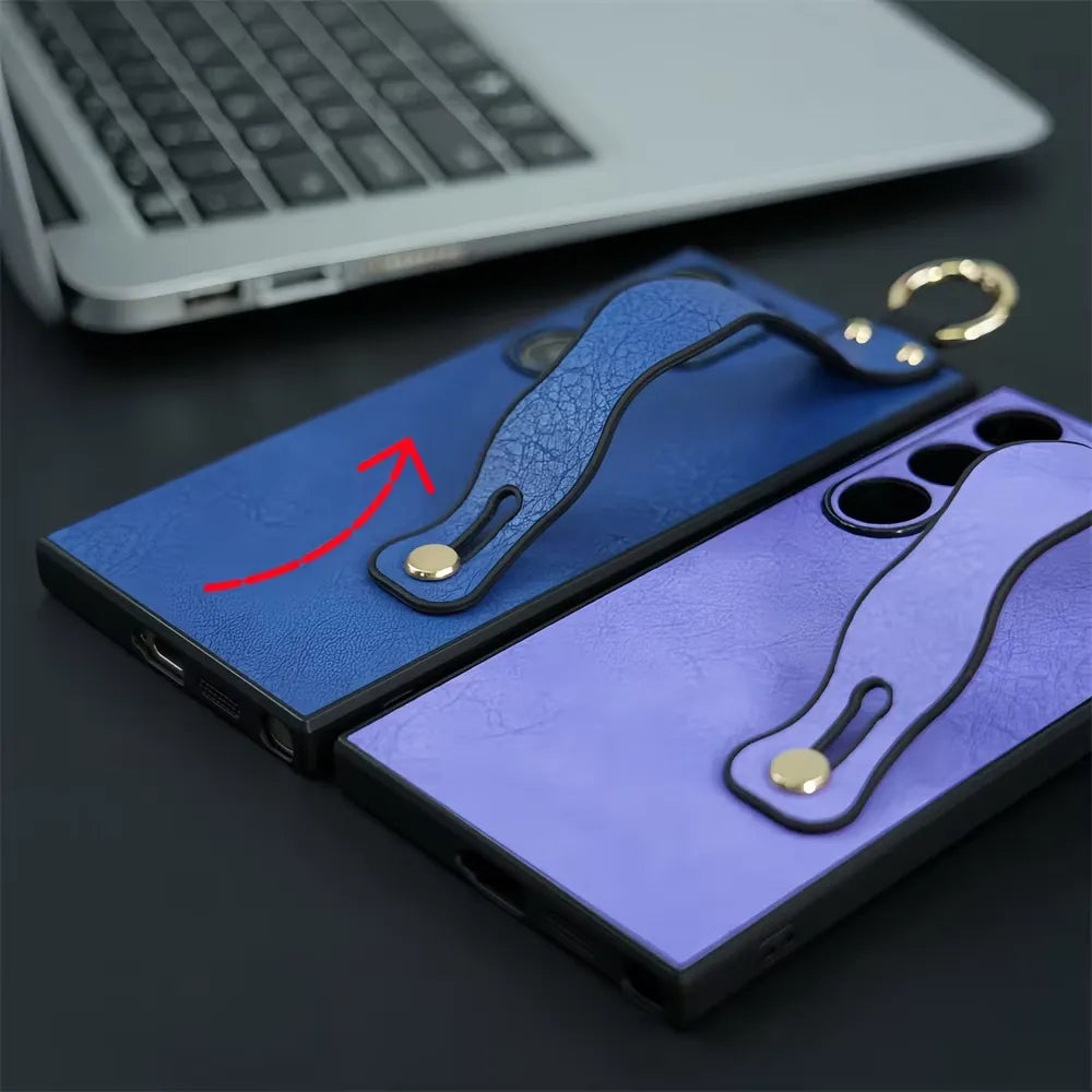 Elegant Wrist Bracket Leather Case (For Samsung)