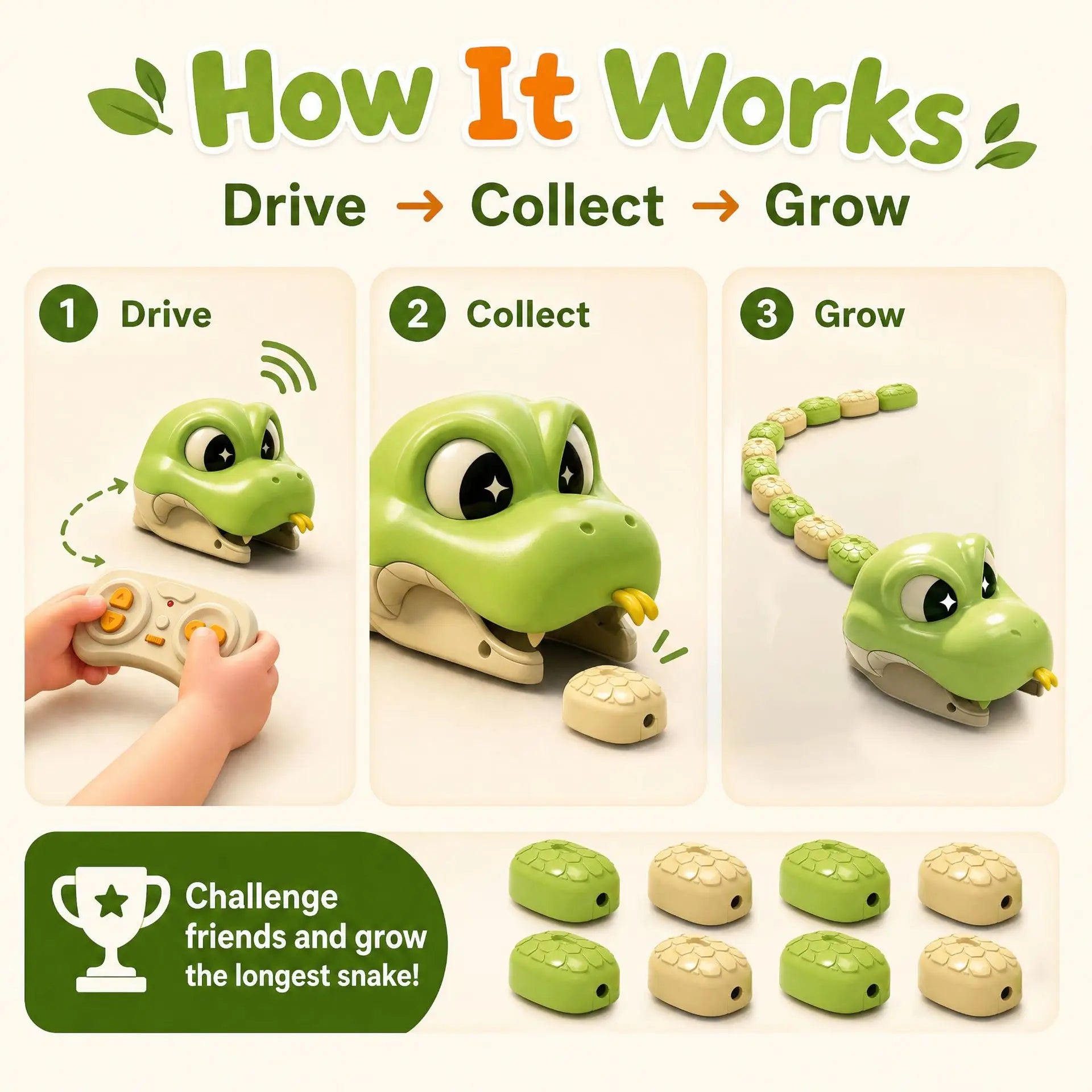 Remote Control Greedy Snake Magnetic Toy Duel Parent Child Interactive Battle Magnetic Swallowing Snake Remote Control Car - Bear Hugs