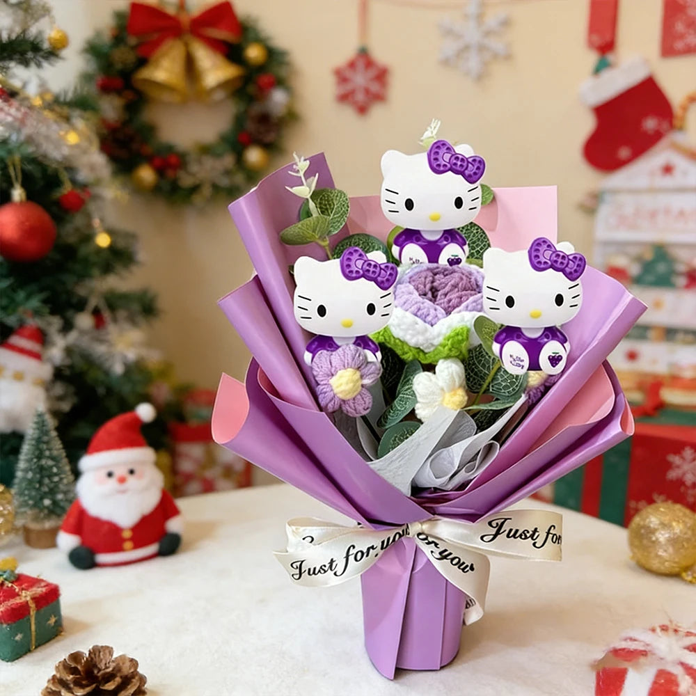 Sanrio Rose Bouquet Hello Kitty Mother's Day Crocheted Handheld Bouquet Hello Kitty Artificial Rose Bouquet - Bear Hugs