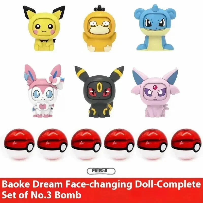 Pokimoen Face-Changing Dolls with Pokeball (Set of 6)