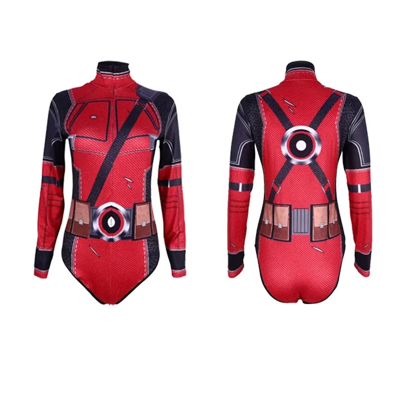 Superhero Spiderman Bodysuit for Women Captain America Cosplay 3D Print Long Sleeve Swimsuit Adult Halloween Carnival Costumes - Bear Hugs