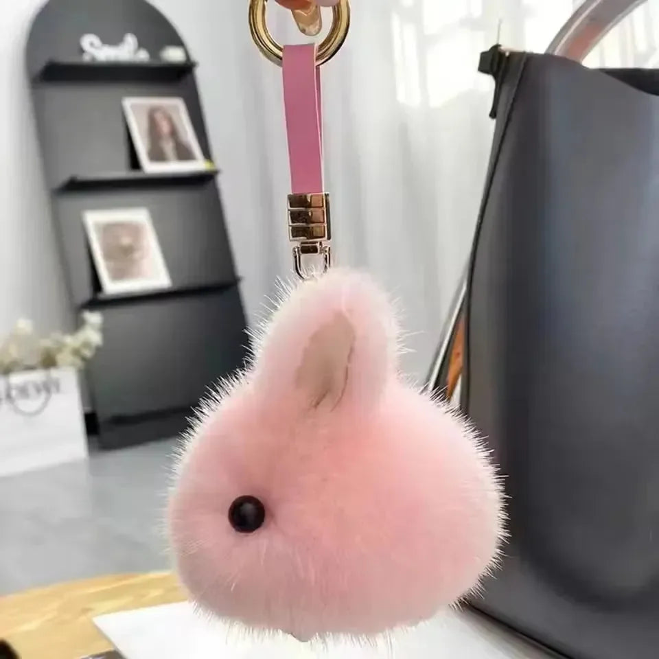 Snuggle-Soft Fur Bunny Plush Keychain