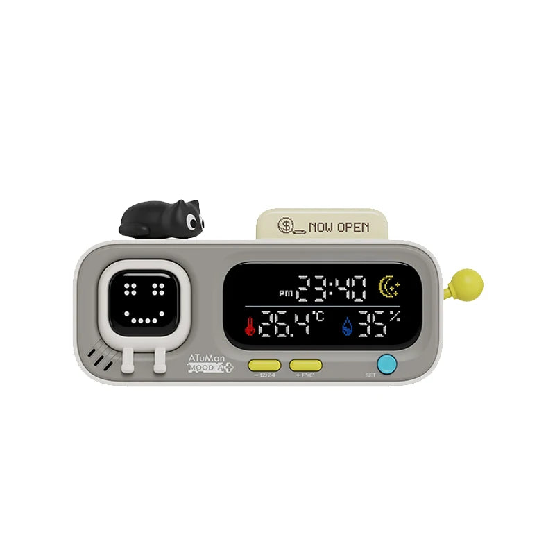 DUKA MOODA Smart Desktop Temperature and Humidity Clock Electric Digital Home Temperature and Humidity Meter Smart Fun Reminder - Bear Hugs