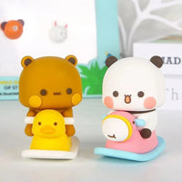 Cute Kawaii Bubu Dudu Panda Bear Figure Cartoon Exciting Bear Miniatures Collectible Animal Toy Doll Ornament Home Derocation.. - Bear Hugs