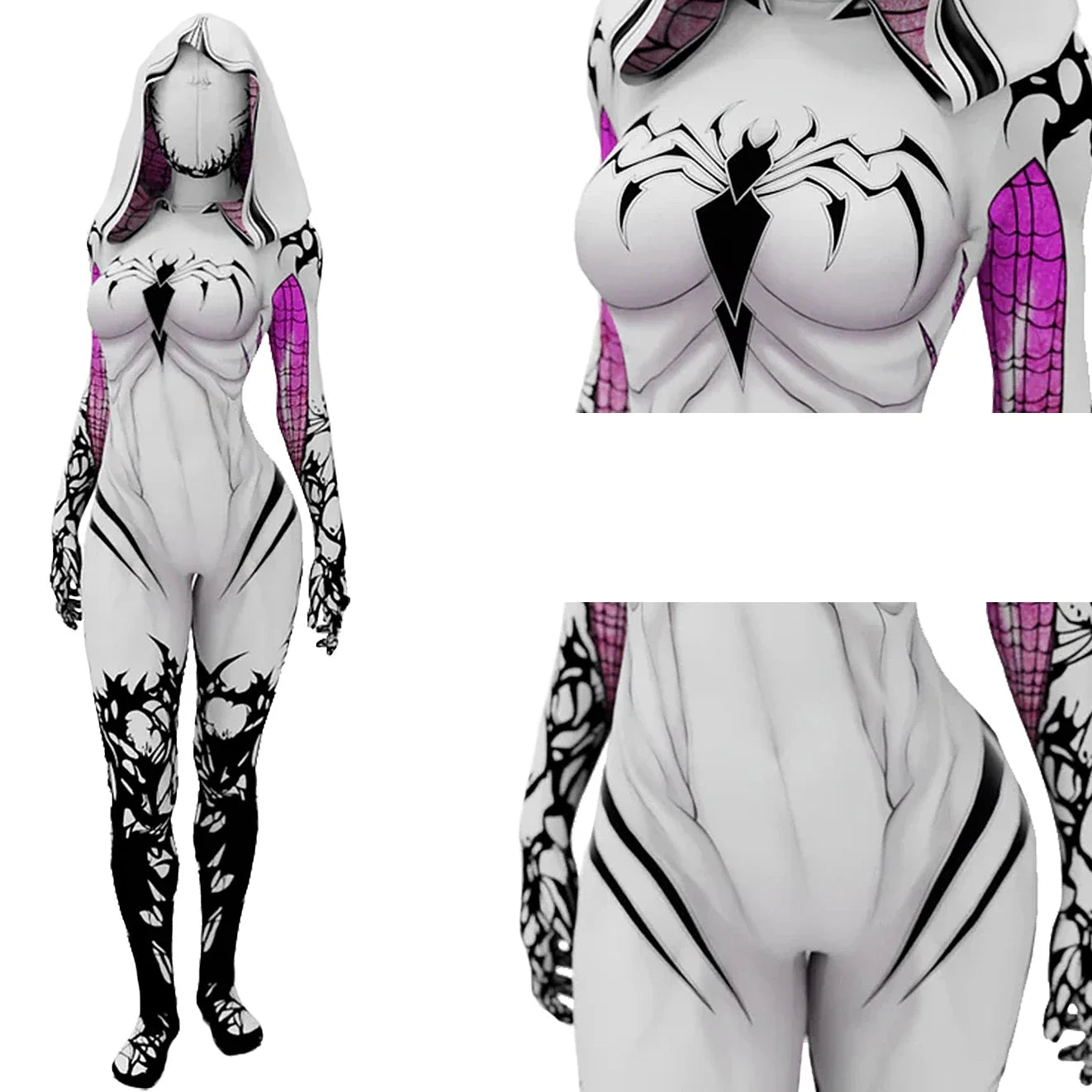 Venom Spider Gwen Stacy Cosplay Costume Superhero 3D Printed Spandex Zentai BodySuit Gwen Stacy Spiderwoman Halloween Costume - Bear Hugs