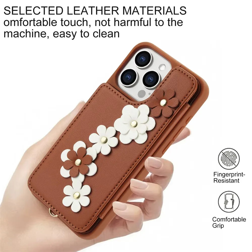 3 in 1 Crossbody Floral Phone Case (For iPhones)