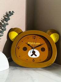 Cute Rilakkuma Anime Peripheral Wall Clock Alarm Clock Cartoon Silent Clock Living Room Bedroom Sweeping Second Quartz Clock - Bear Hugs