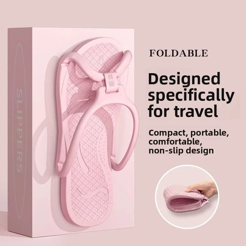 Foldable Travel Slippers Unisex EVA Flip Flops Hotel Non Slip Bathroom Indoor Outdoor Portable Lightweight Comfortable - Bear Hugs