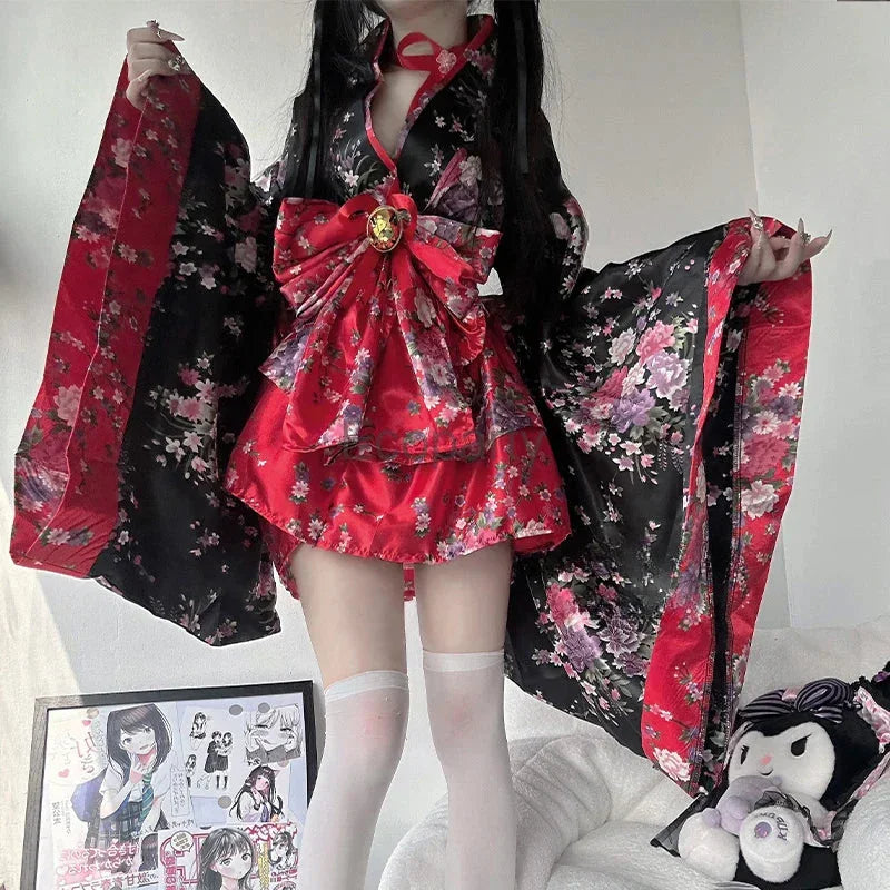 Sakura Serenade Japanese Kimono Dress
