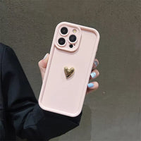 3D Gold Heart Silicone Soft Case (For iPhones)