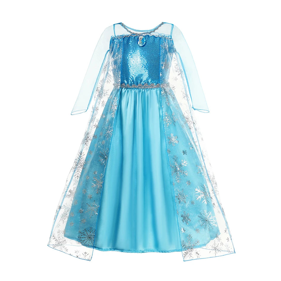 Girls Snow Queen Kids Costumes Girls Carnival Party Prom Gown Elsa Robe-Playing Children Clothing Princess Dress Birthday Dress - Bear Hugs