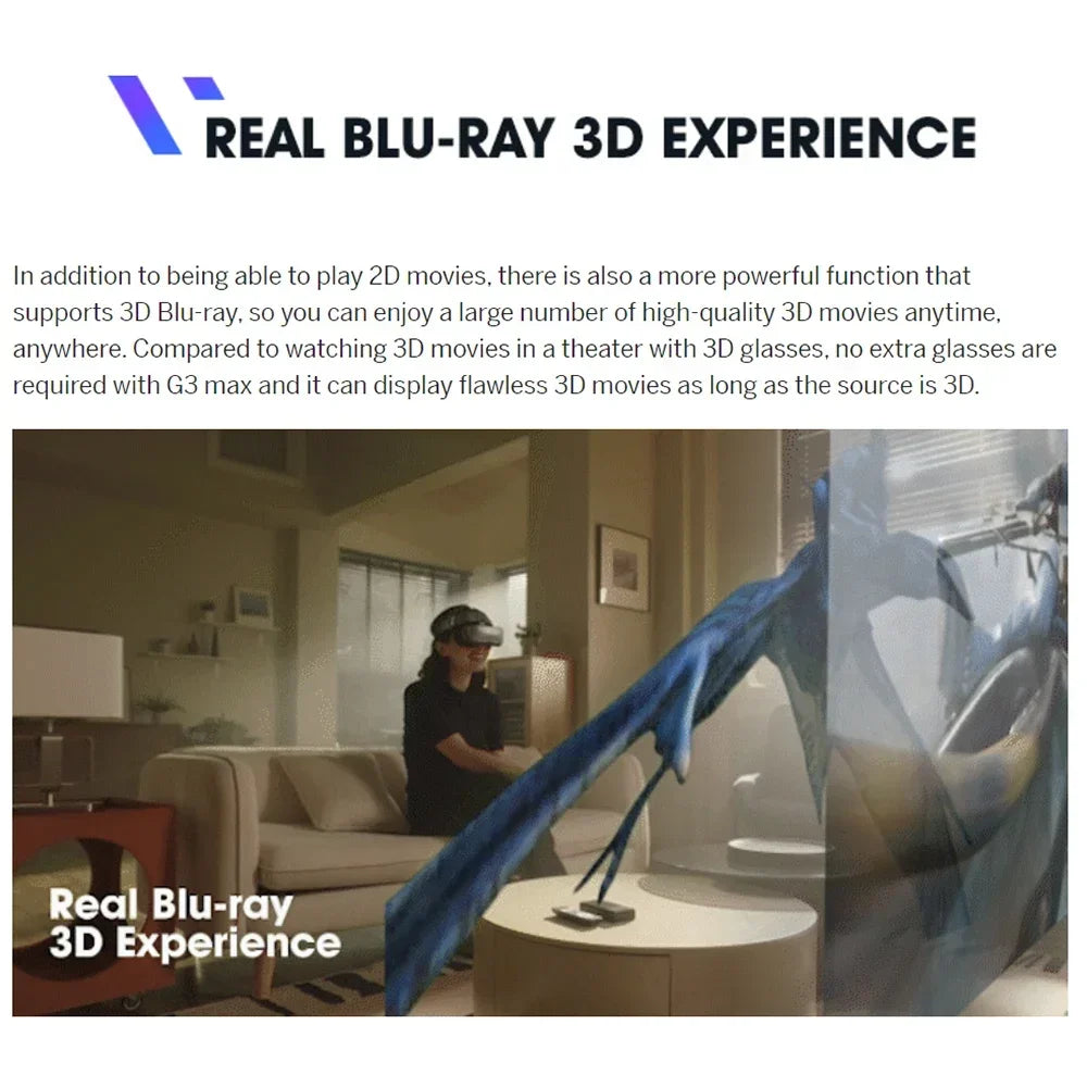 S G3Max 5K OLED 3D Cinematic HMD Giant Screen Personal Theater Goggles Compatible with iPhone 15SteamDeckMacAndroidblue ray - Bear Hugs