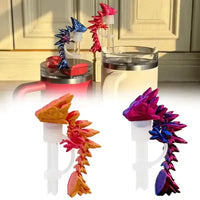 3D Printed Mini Dragon Straw Topper For Tumblers