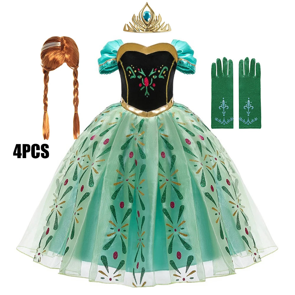 Full Printing Kids Cosplay Anna Princess Costume Fancy Birthday Carnival Party Prom Dress Toddler Role Play Clothing Outfits - Bear Hugs
