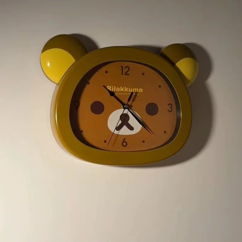 Cute Rilakkuma Anime Peripheral Wall Clock Alarm Clock Cartoon Silent Clock Living Room Bedroom Sweeping Second Quartz Clock - Bear Hugs