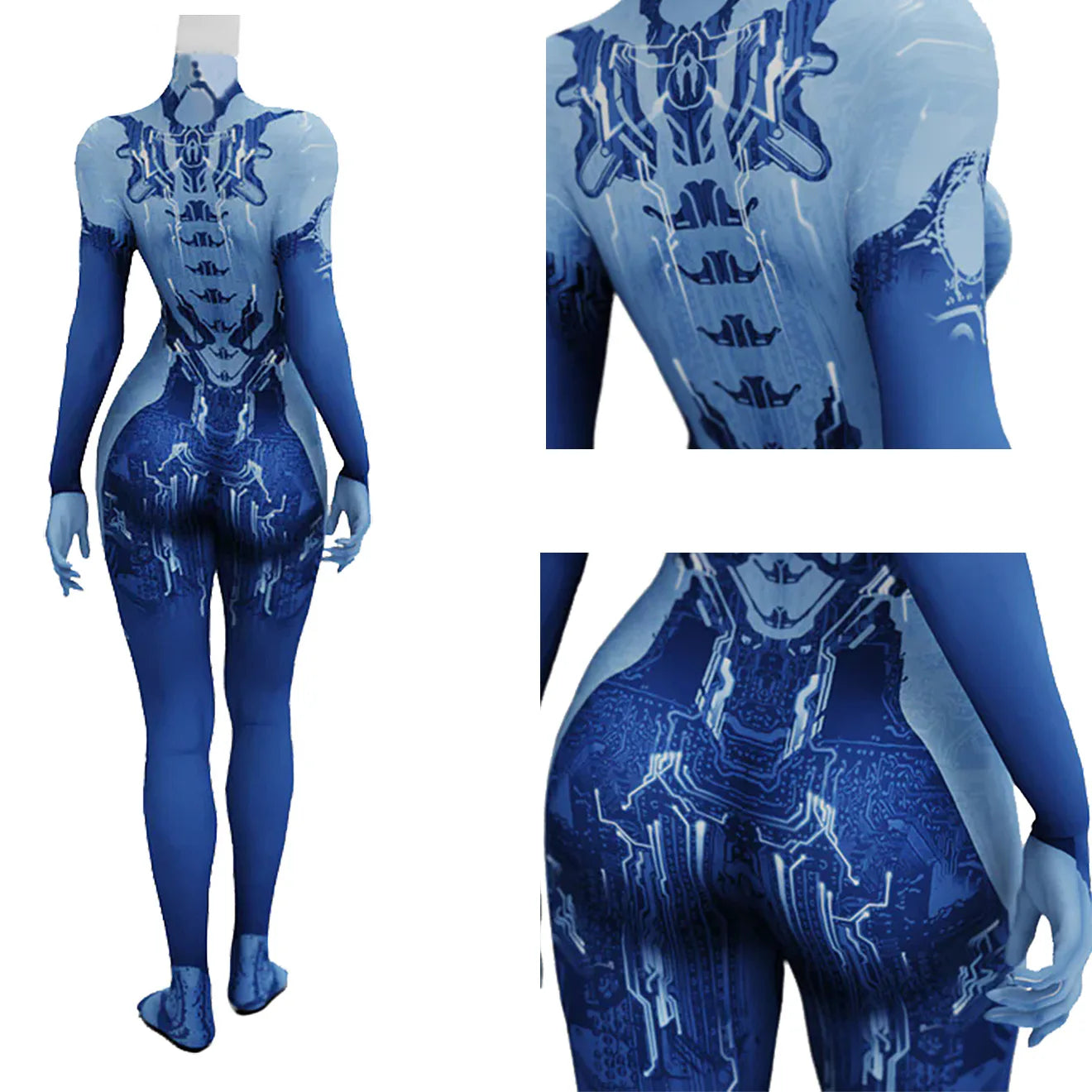 Game Halo Cosplay Halo Girl Cortana Costume Superhero 3D Printed Spandex Bodysuit Halloween Costume Carnival Party Adult Female - Bear Hugs
