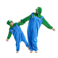 Flannel Zipper New Red Green Super Brother Kigurumi Adult Onesie Cartoon Pajama Animal Halloween Funny Jumpsuits Hooded Pyjamas - Bear Hugs