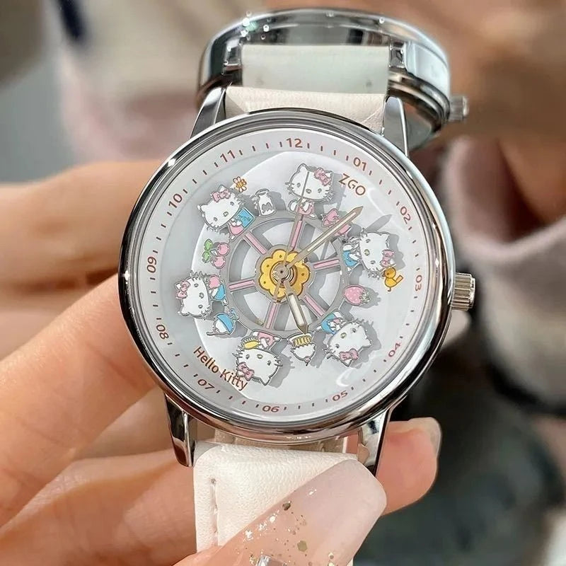 Sanrio Hello Kitty Rotating Glow in The Dark Watch for Women Teen Girls Students Best Friends Birthday Gift Cartoon Cute - Bear Hugs