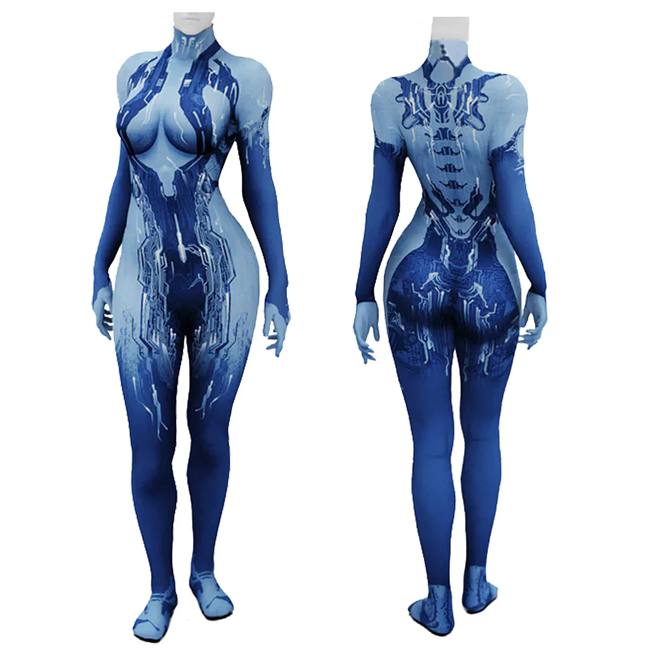 Game Halo Cosplay Halo Girl Cortana Costume Superhero 3D Printed Spandex Bodysuit Halloween Costume Carnival Party Adult Female - Bear Hugs