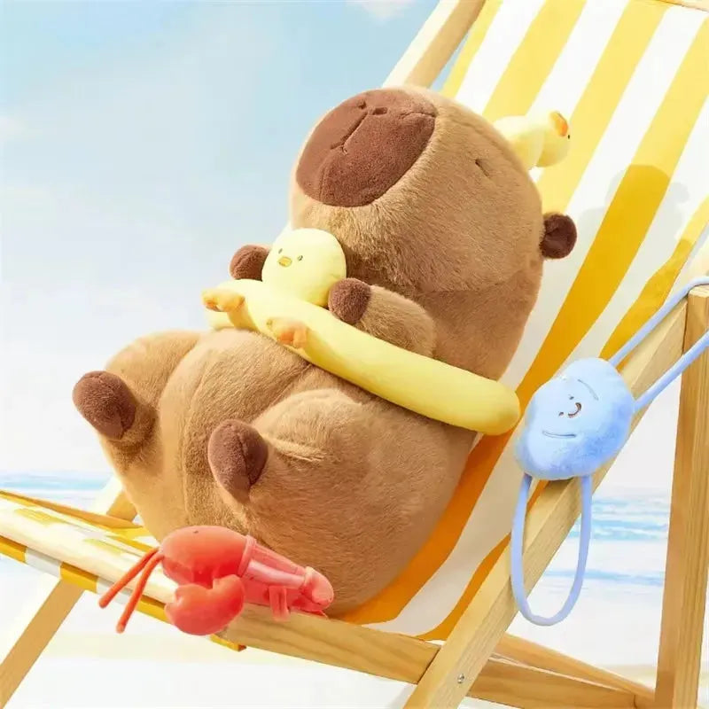 Capybara Swimming Ring Keychain