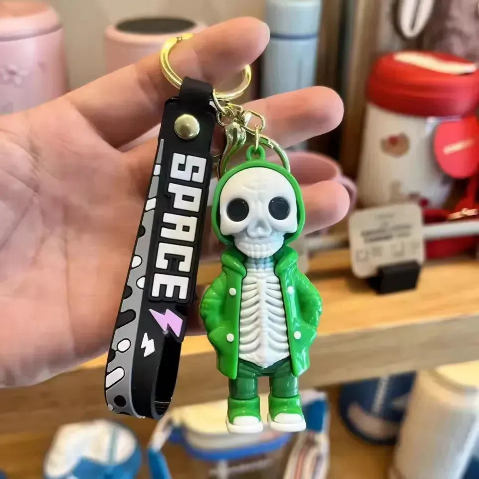 Bone Brigade Hooded Skeleton Keychain