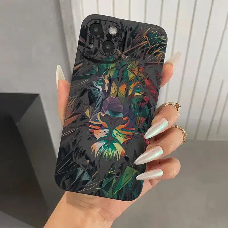 Colourful Lion Pattern Phone Case (For iPhones)