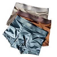 4PCS Men's Underwear Ice Silk High-End Men's Light Luxury Satin Silk Breathable Flat Corner Four Cornered Shorts Without Marks - Bear Hugs