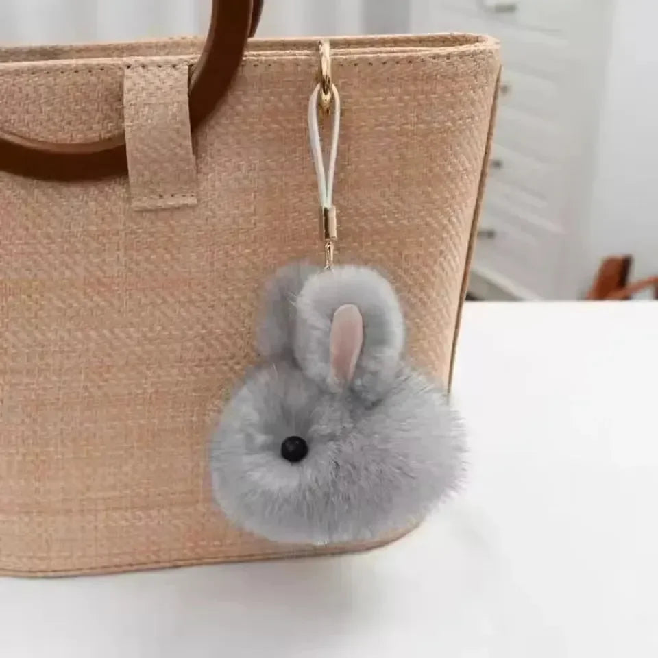 Snuggle-Soft Fur Bunny Plush Keychain