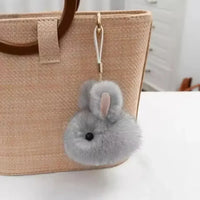 Snuggle-Soft Fur Bunny Plush Keychain
