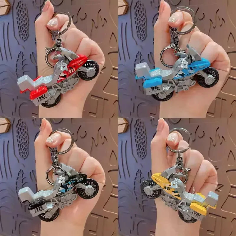Rev Up Motorcycle Metal Keychain