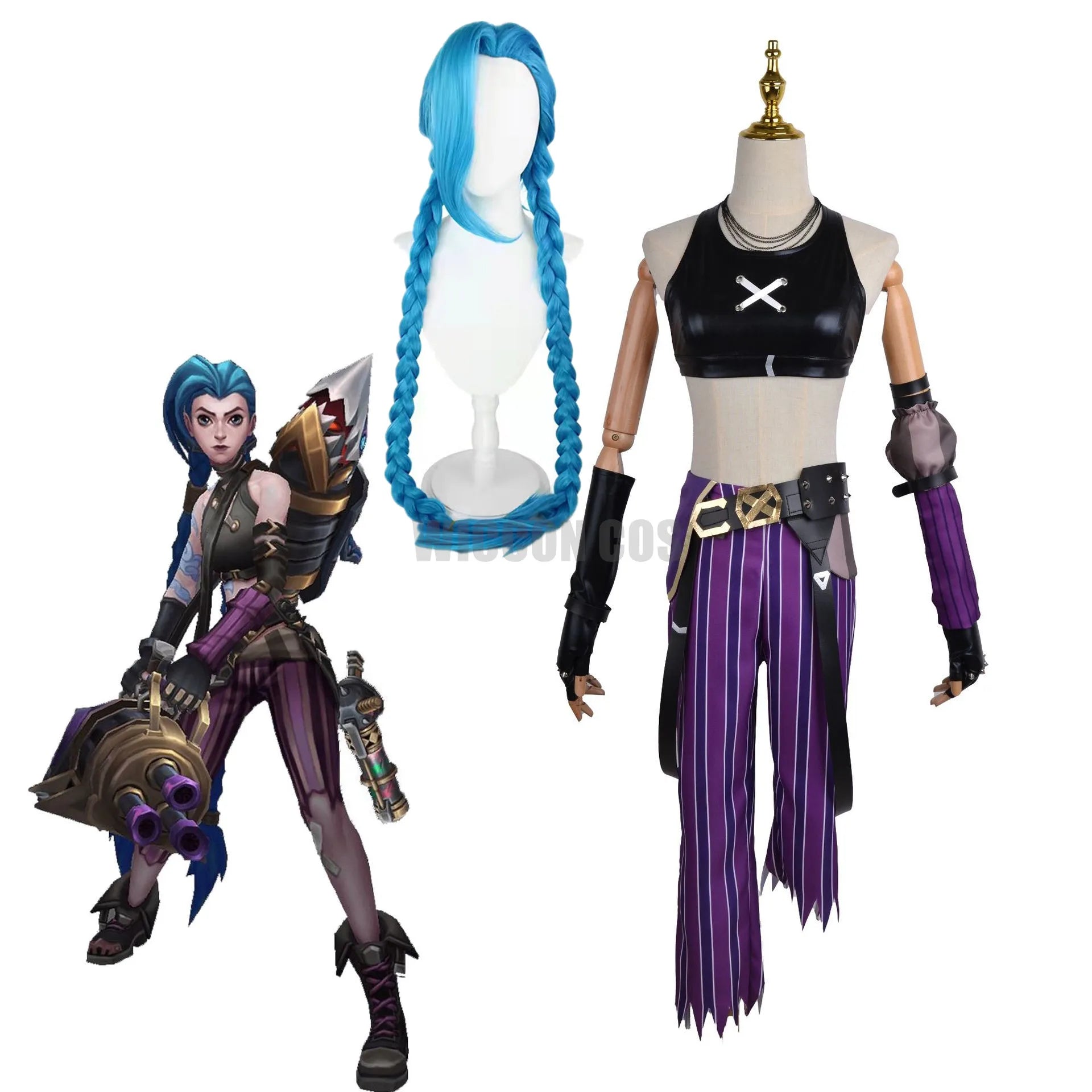 Arcane Jinx Costumes For Women League Of Legend Cosplay Jinx LOL Lol Anime Jinx Costume With Wig - Bear Hugs
