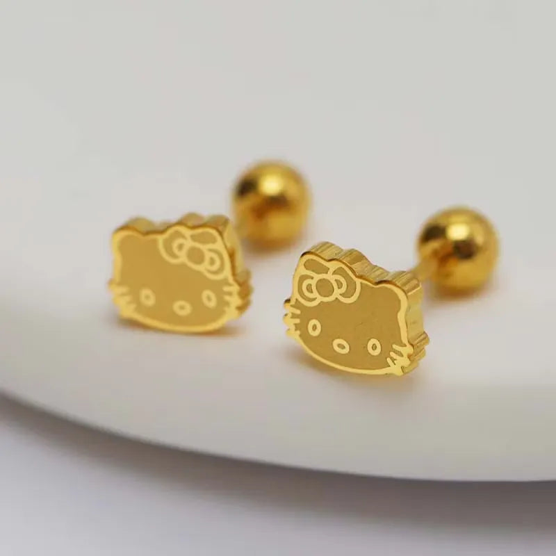 Golden Hello Kitty Earrings