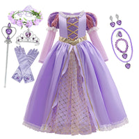 Girls Disney Rapunzel Dress Kids Tangled Disguise Carnival Girl Princess Costume Birthday Party Gown Outfit Clothes 2-10 Years - Bear Hugs