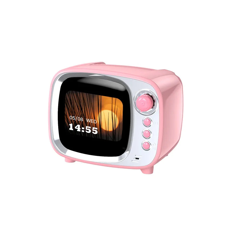 Desktop retro smart Bluetooth speaker with HIFI sound quality and alarm function Lyrics desktop weather ultra long standby - Bear Hugs