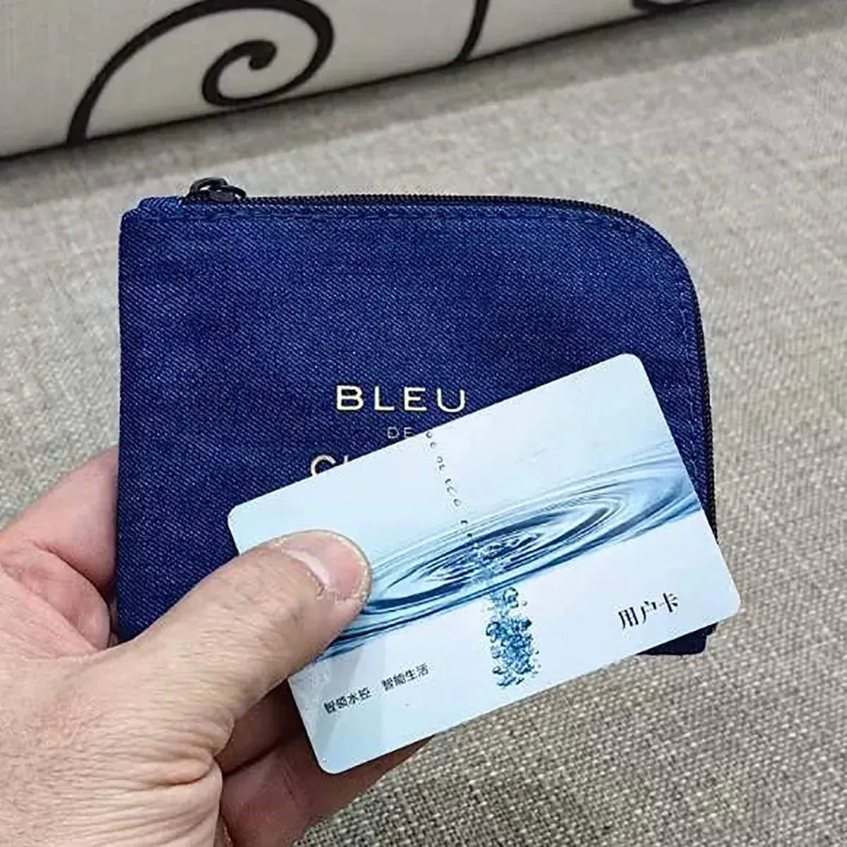 Luxe Blue Denim Coin & Card Purse