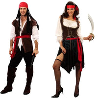 Pirates of the Caribbean Cosplay Captain Jack Sparrow Costume Men Women Female Male Female Carnival Halloween Sexy Set - Bear Hugs
