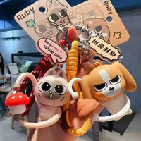 Whimsical Spinners Cat & Dog Keychain