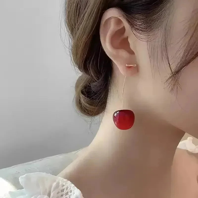 Crimson Charm Cherry Earrings
