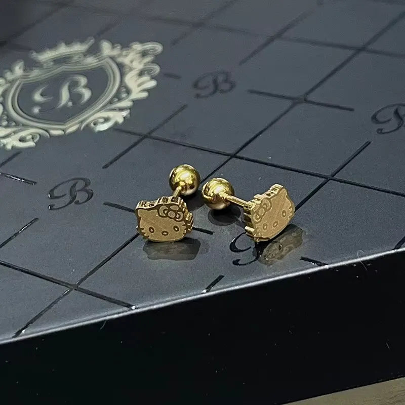 Golden Hello Kitty Earrings