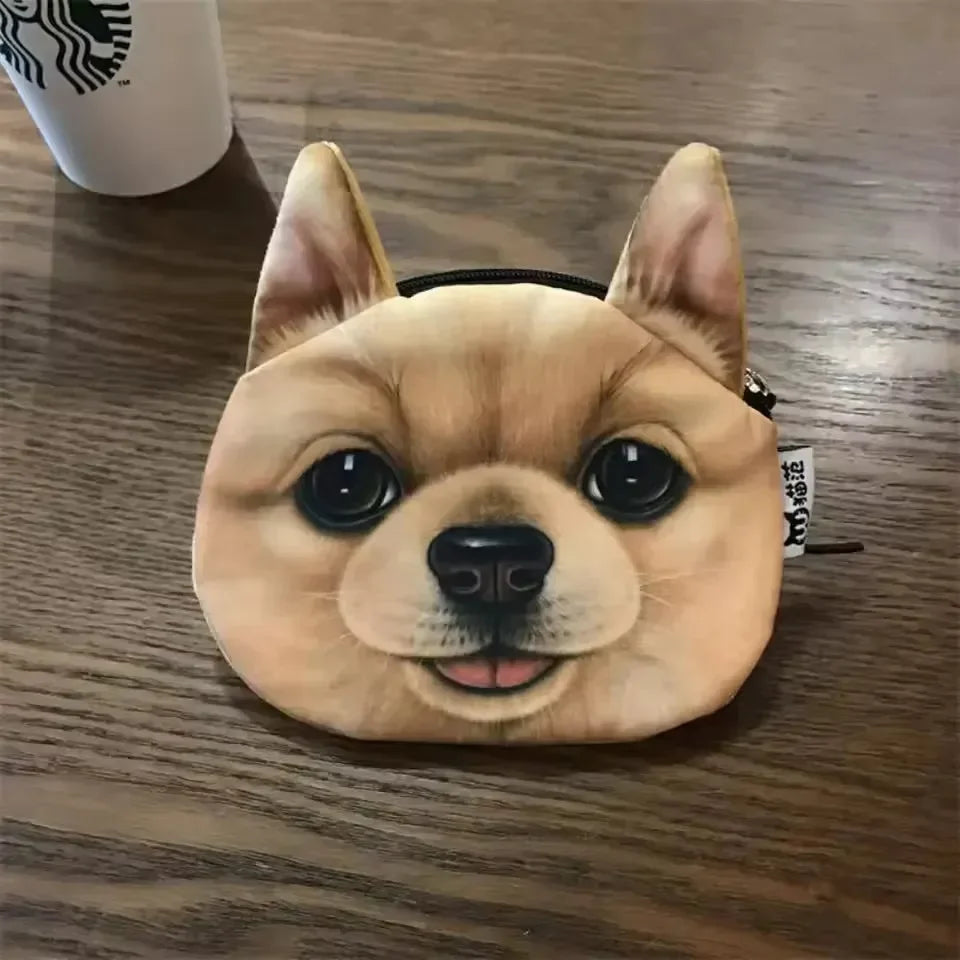 3D Realistic Dog Face Coin Purse