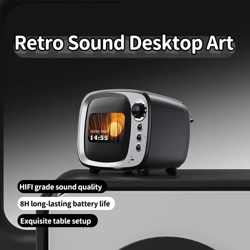 Desktop retro smart Bluetooth speaker with HIFI sound quality and alarm function Lyrics desktop weather ultra long standby - Bear Hugs