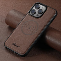 SUTENI Cross Pattern Magnetic Leather Case (For iPhones)