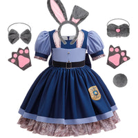 Girls Judy Bunny Police Officer Dress Disney Zootopia 2 Bunny Costume for Kids Cosplay Dress With Accessories Fancy Outfits - Bear Hugs
