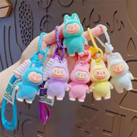 Standing Labubu Flocking Keychain