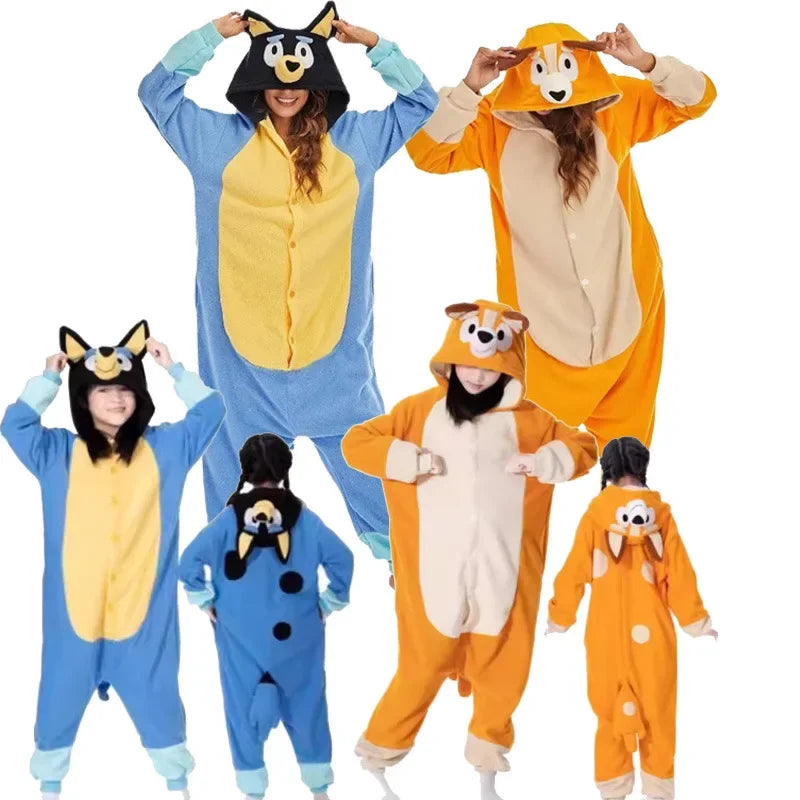 Moose Cartoon Bluey Jumpsuit Pajamas One Piece Bluy Pajamas Bingo Bluey Cosplay Adults Child Garment Halloween Costume Home Wear - Bear Hugs