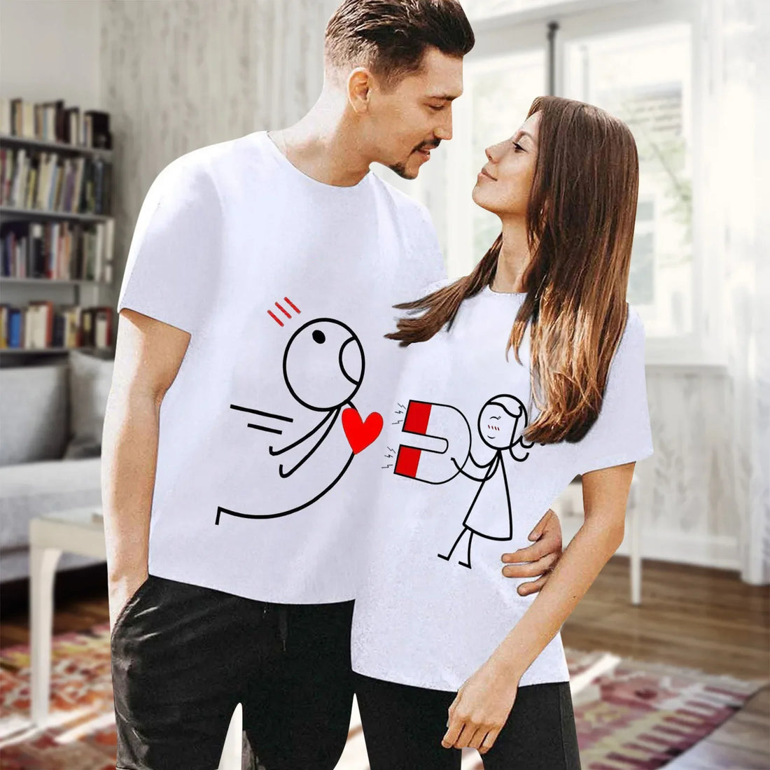 Heart Attract Couples T-shirt - Bear Hugs