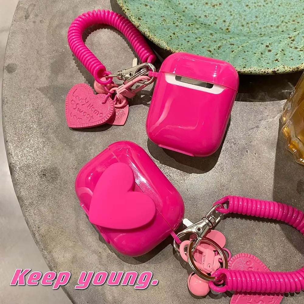 Adorable Pink Heart Case (For Airpods)