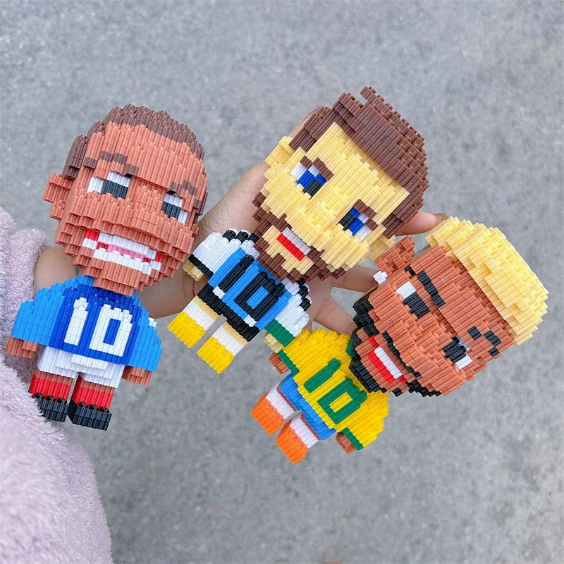 Football Players Miniature Building Blocks Character Assembly Model Desktop Ornament Fun Gifts - Bear Hugs