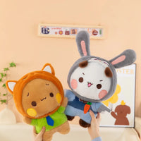Cute Anime Bubu Dudu Plush Toy—Dressed in Rabbit and Fox Costumes Kawaii Stuffed Animal Couple Doll for Friends Gift Room Decor - Bear Hugs